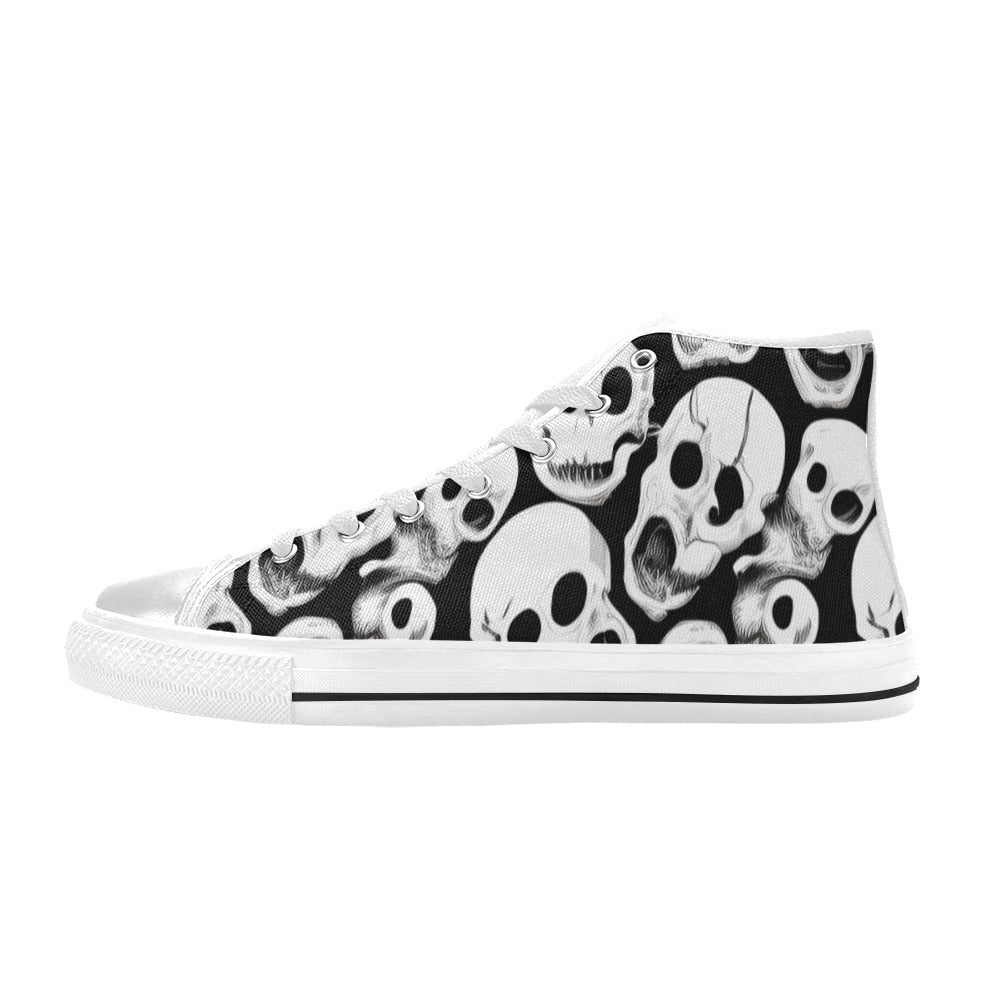 MEN'S Black Ink Skull Horror High Top Canvas Aesthetic Custom Shoes