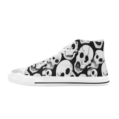 MEN'S Black Ink Skull Horror High Top Canvas Aesthetic Custom Shoes