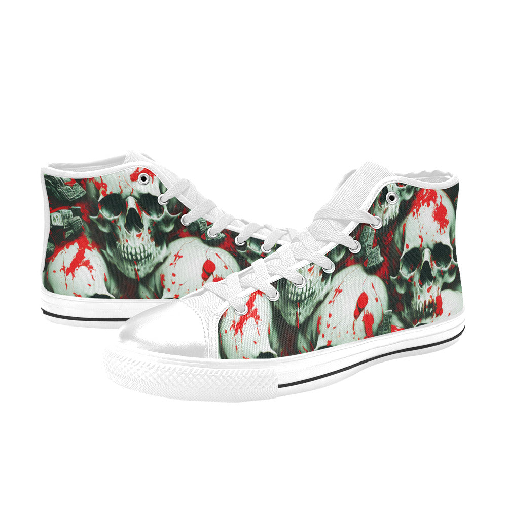 MEN'S Splatter Skulls 4 Men’S High Top Canvas Aesthetic Custom Sneakers