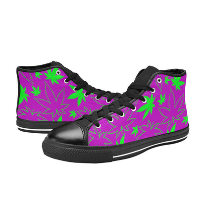 WOMEN'S Cc Weed 420 Art High Top Canvas Neon Fantasy Custom Sneakers