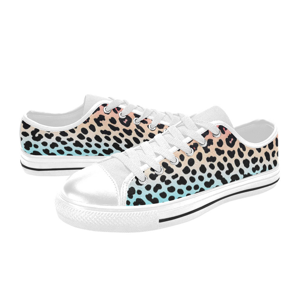 WOMEN'S Gradient Leopard Print Canvas Neon Fantasy Custom Sneakers