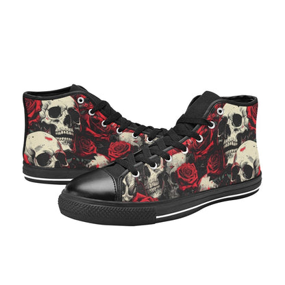 MEN'S Comic Book Skull Roses High Top Canvas Cottagecore Sneakers