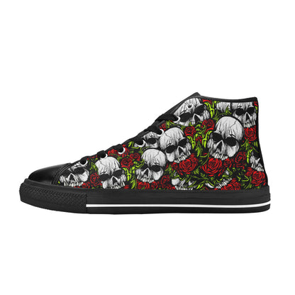 WOMEN'S Skulls Roses High Top Canvas Grunge Shoes
