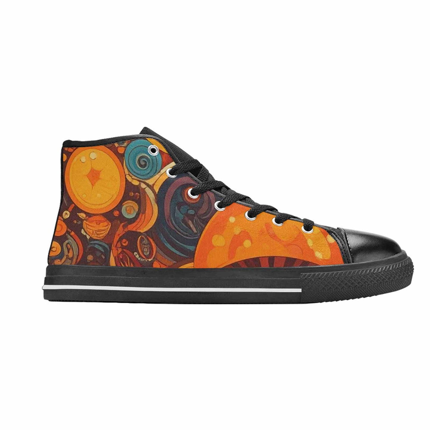 WOMEN'S Groovy 70S Peace High Top Canvas Cottagecore Custom Shoes