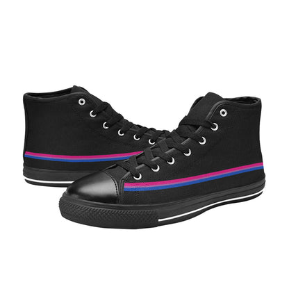 WOMEN'S Bi Flag 3 Pride LGBT High Top Canvas Custom Shoes
