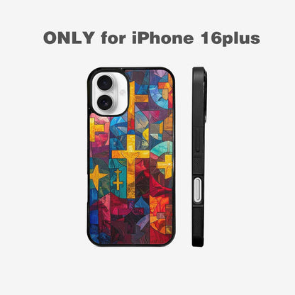 iPhone 16 Plus Case — Faith Cross And Faith Icons Pattern, Original Design Phone Case