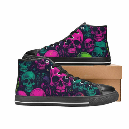 WOMEN'S Skulls - Neon High Top Canvas Dreamcore Custom Shoes