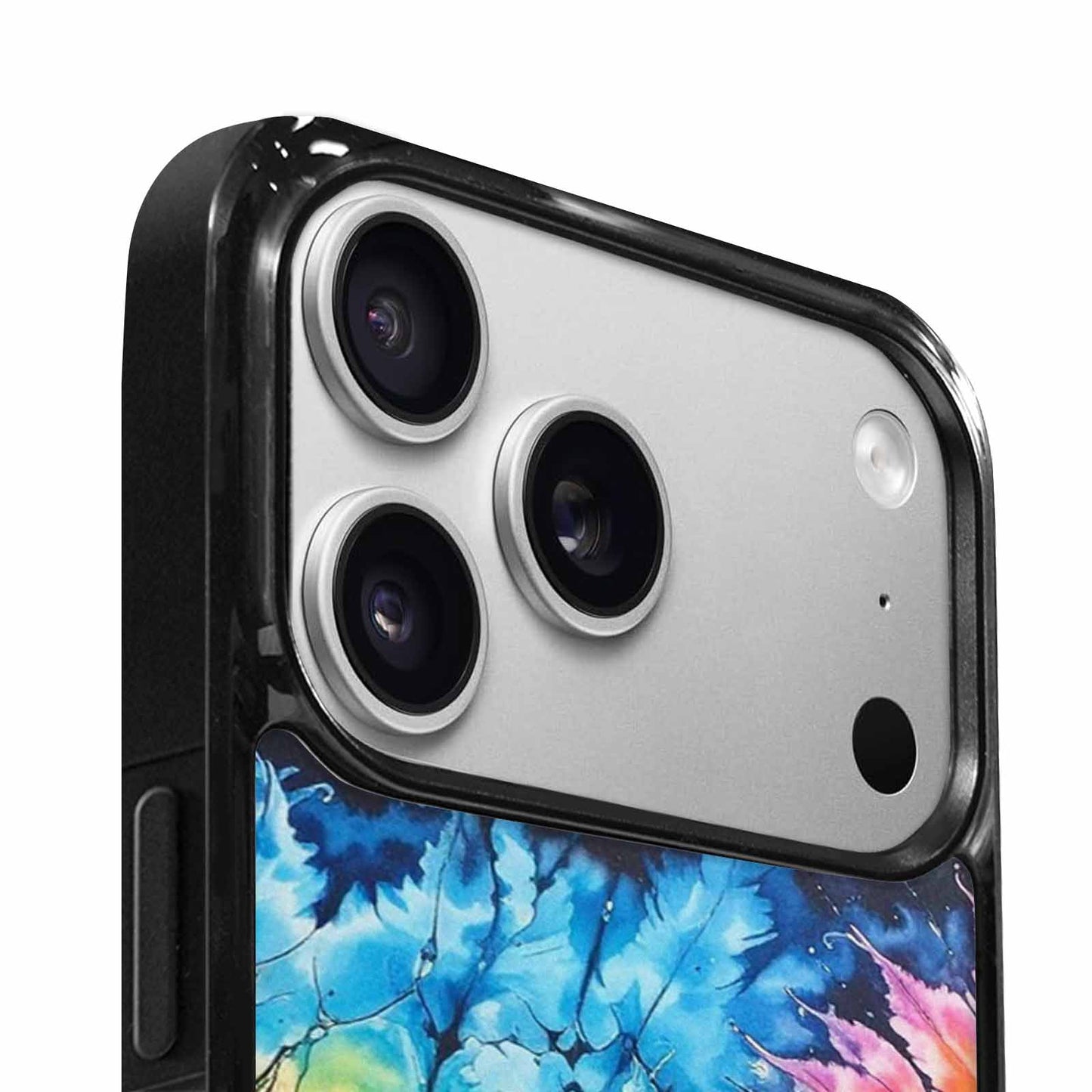 iPhone 17 Pro Case — Black Blue Ink Tie Dye Tie, Original Design Phone Case