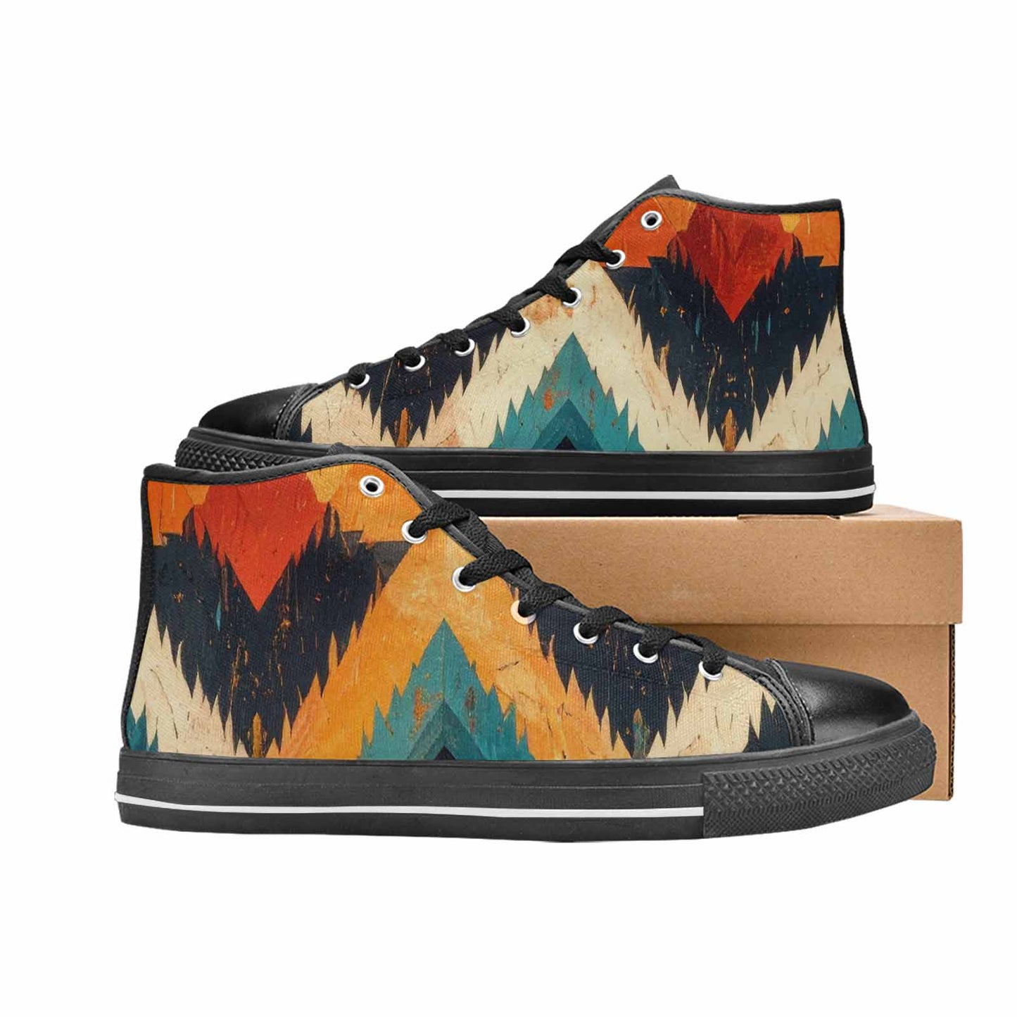 WOMEN'S Southwestern Geometric Diamond High Top Canvas Aesthetic Shoes
