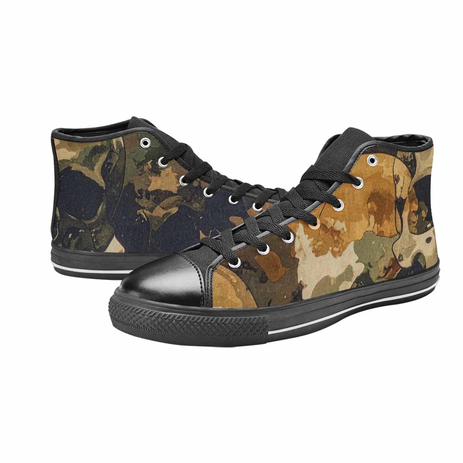 MEN'S Military Camo Skull High Top Canvas Grunge Custom Shoes