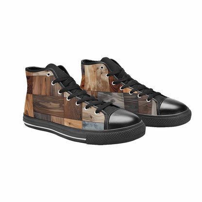 MEN'S Wood Grain Texture High Top Canvas Grunge Shoes
