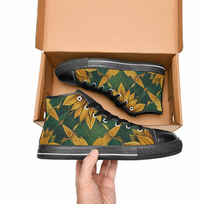 WOMEN'S Sunflower Mandala Kaleidoscope High Top Canvas Cottagecore Custom Shoes