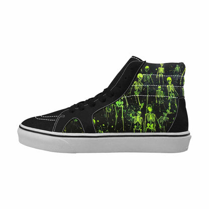 MEN'S Skeletons × Neon Green High Top Canvas Dark Academia Sneakers