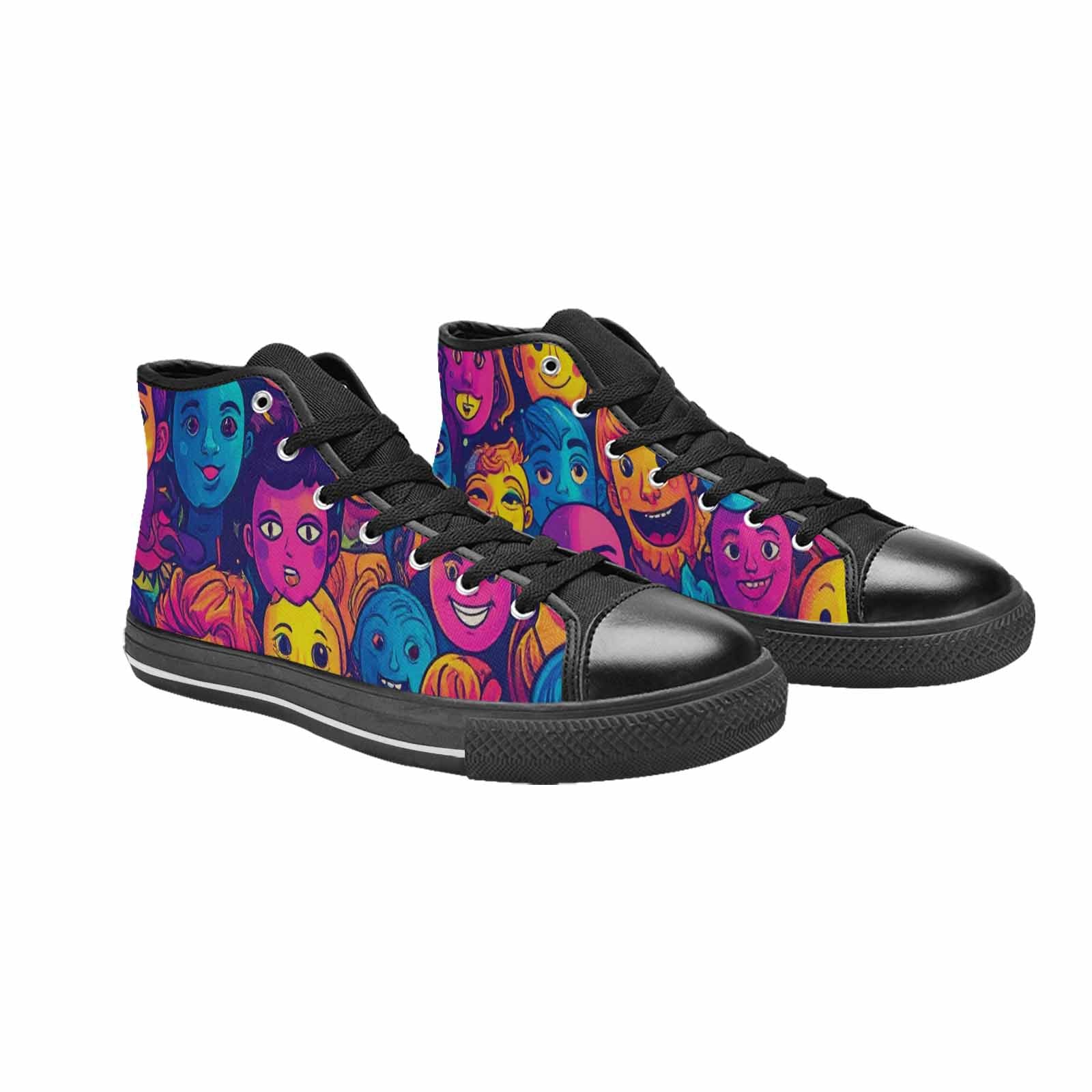 MEN'S Funny Looking Cartoon High Top Canvas Neon Fantasy Custom Sneakers