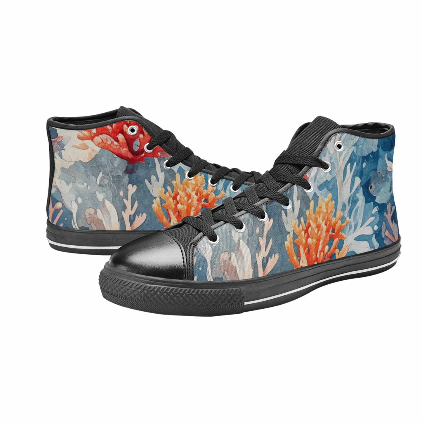 MEN'S Fish Scale Coral High Top Canvas Aesthetic Custom Shoes