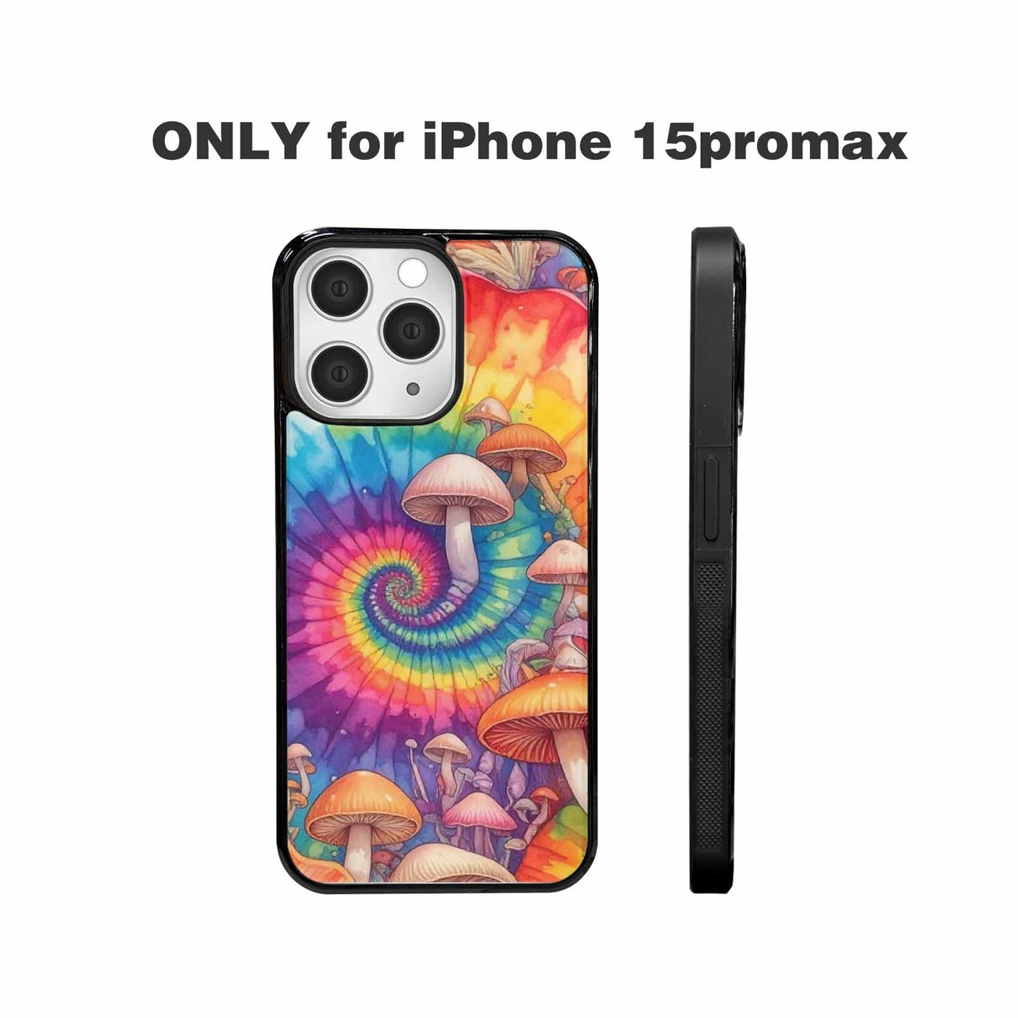 iPhone 15 Pro Max Case — Mushrooms Tie Dyemushrooms Pat 3w3, Custom Designed Case Cover
