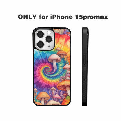 iPhone 15 Pro Max Case — Mushrooms Tie Dyemushrooms Pat 3w3, Custom Designed Case Cover