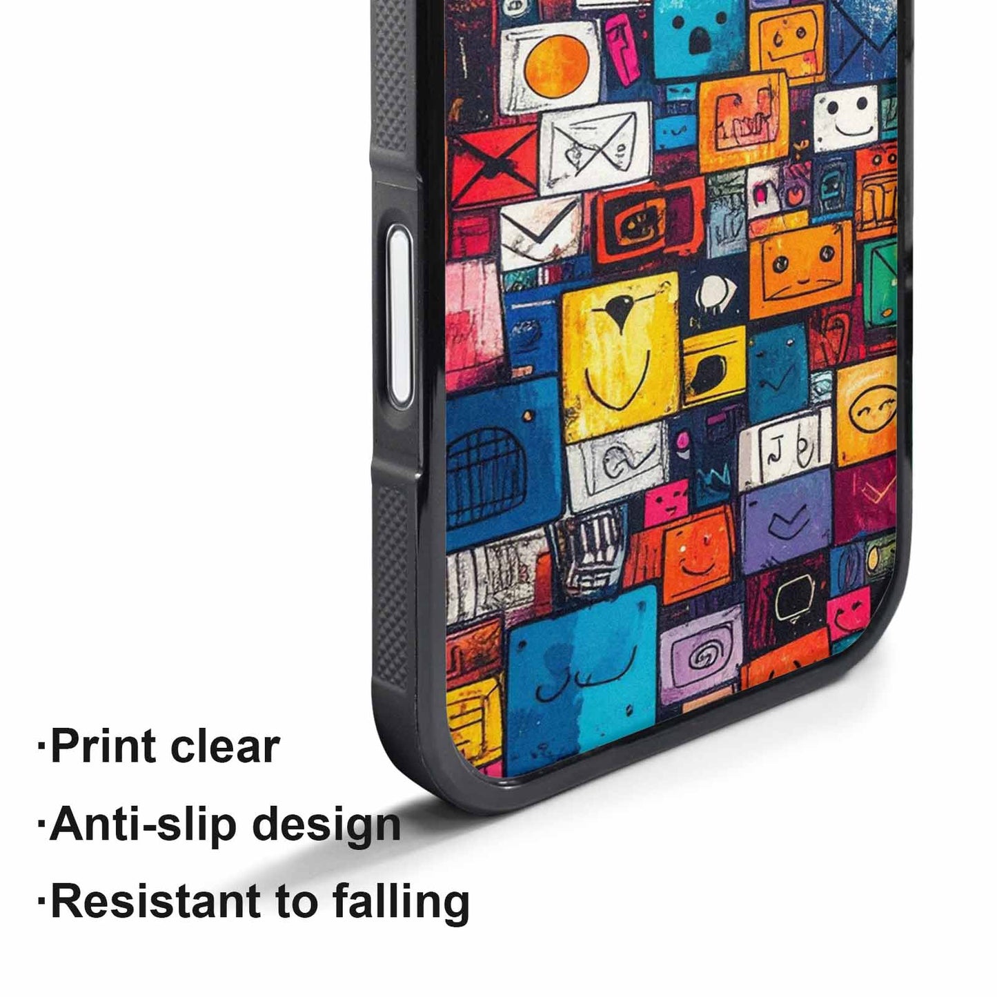 iPhone 17 Pro Max Case — Hand Drawn Icon Doodle Original Art, Custom Printed Phone Case