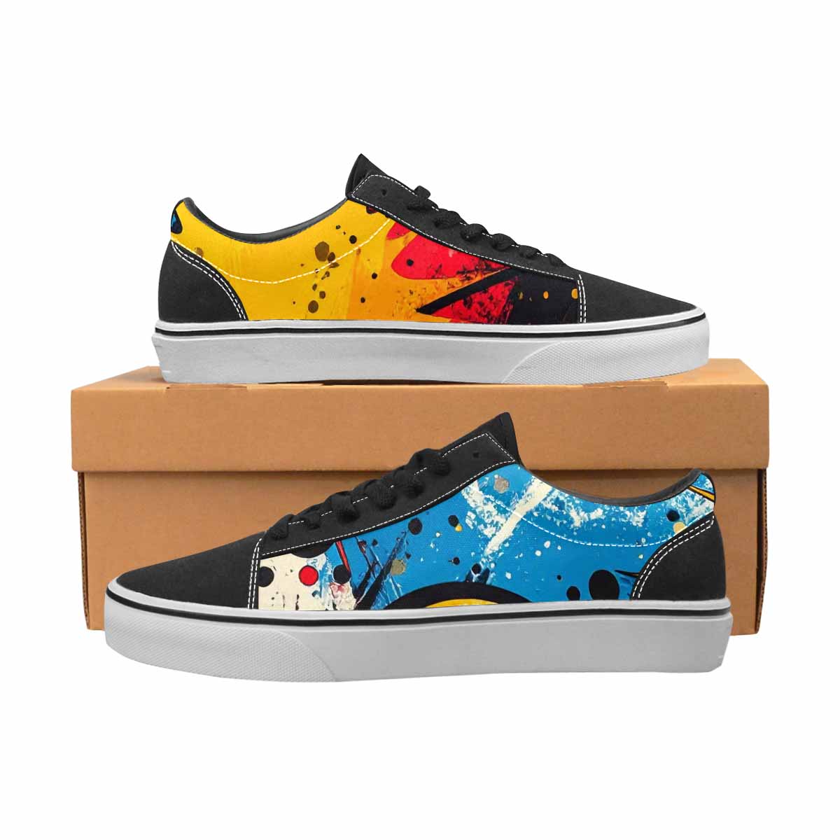 WOMEN'S Comic Book Halftone Canvas Lace-Up Vibrant Chaos Sneakers
