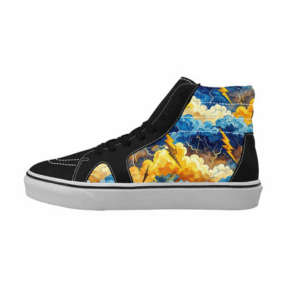 WOMEN'S Lightning Bolt High Top Canvas Wallpaper Art Custom Sneakers