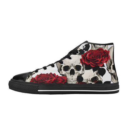 WOMEN'S Skulls Roses Deluxe 6 High Top Canvas Neon Fantasy Custom Sneakers