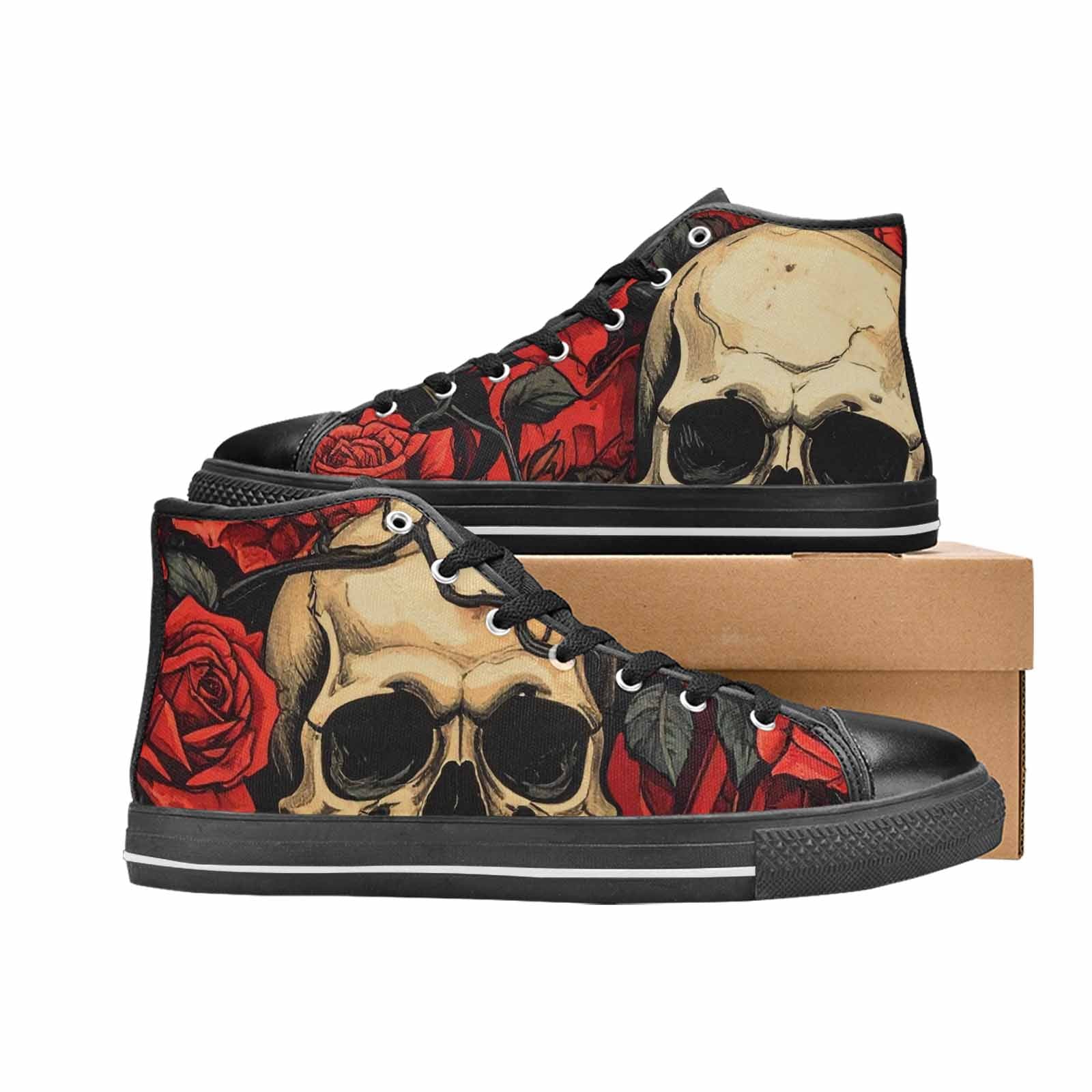 WOMEN'S Skulls Roses Bold Pen Ink High Top Canvas Y2K Sneakers