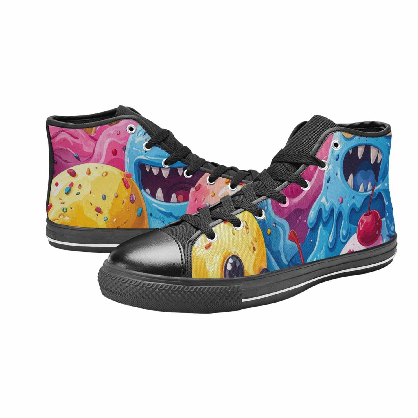 WOMEN'S Melting Icecream Monster Cherry High Top Canvas Aesthetic Shoes