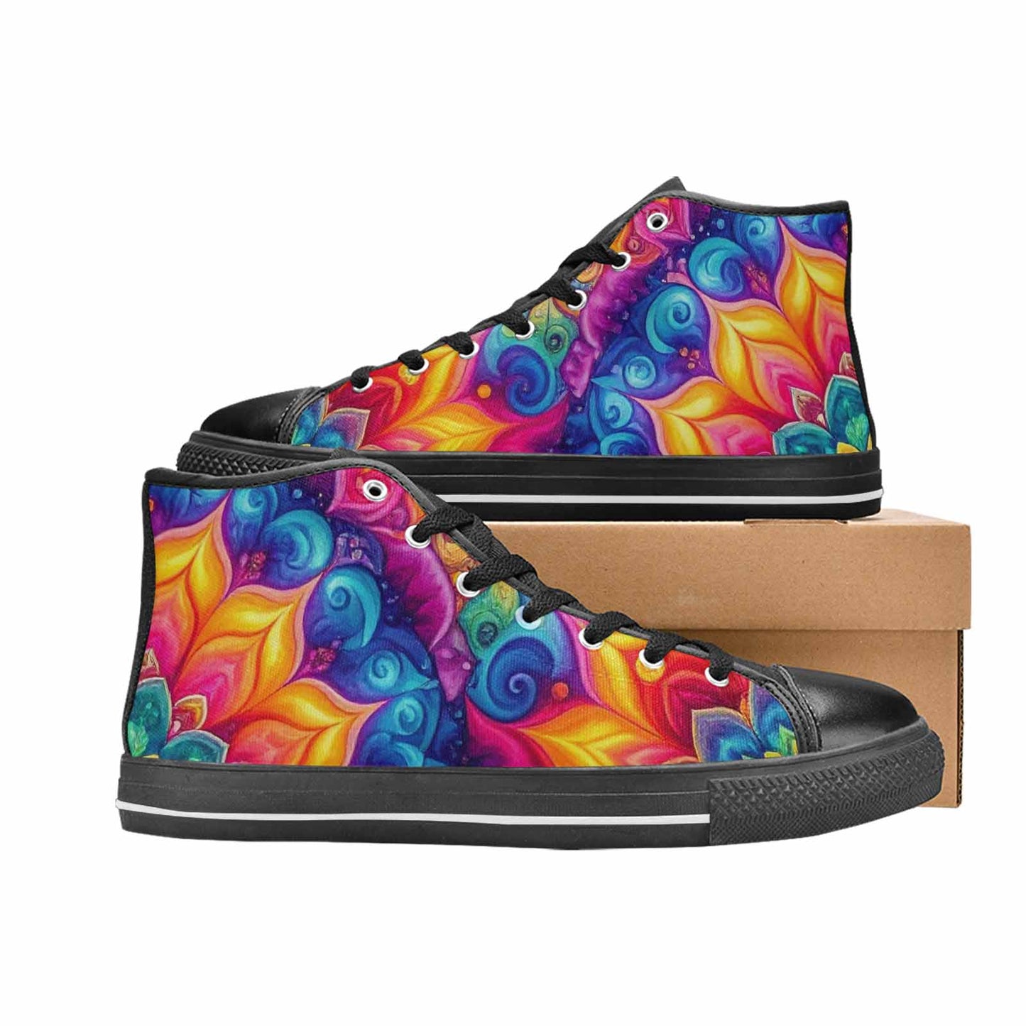 WOMEN'S Tie Dye Mandala High Top Canvas Y2K Custom Sneakers