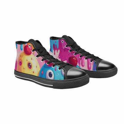 WOMEN'S Melting Icecream Monster Cherry High Top Canvas Cottagecore Shoes