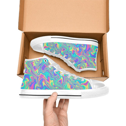 WOMEN'S Holographic Tribal Blaze 4 High Top Canvas Grunge Custom Shoes