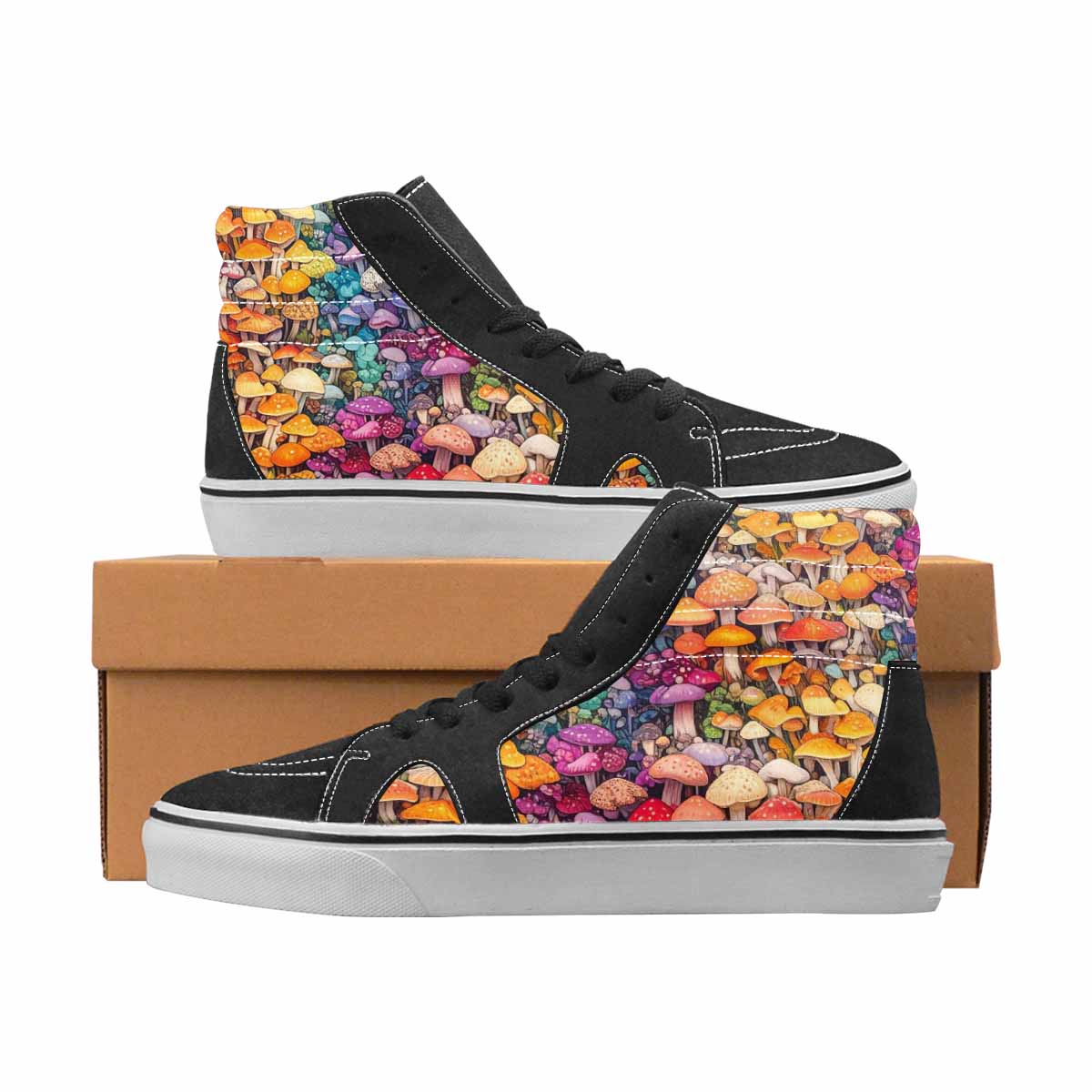 WOMEN'S Mushrooms High Top Canvas Wearable Art Y2K Custom Kicks