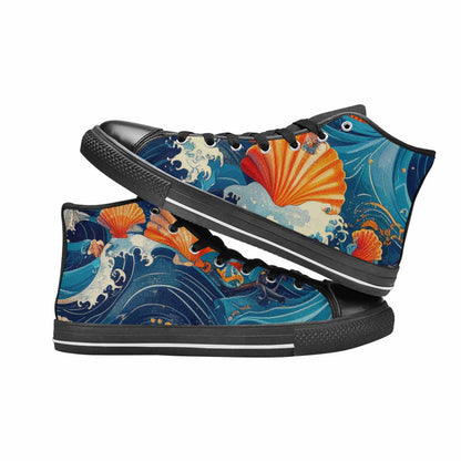 MEN'S Ocean Wave High Top Canvas Wallpaper Art Custom Shoes