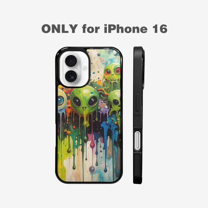iPhone 16 Case — Aliens Camomelting Aliens Patt Q9t, Unique Phone Case Design
