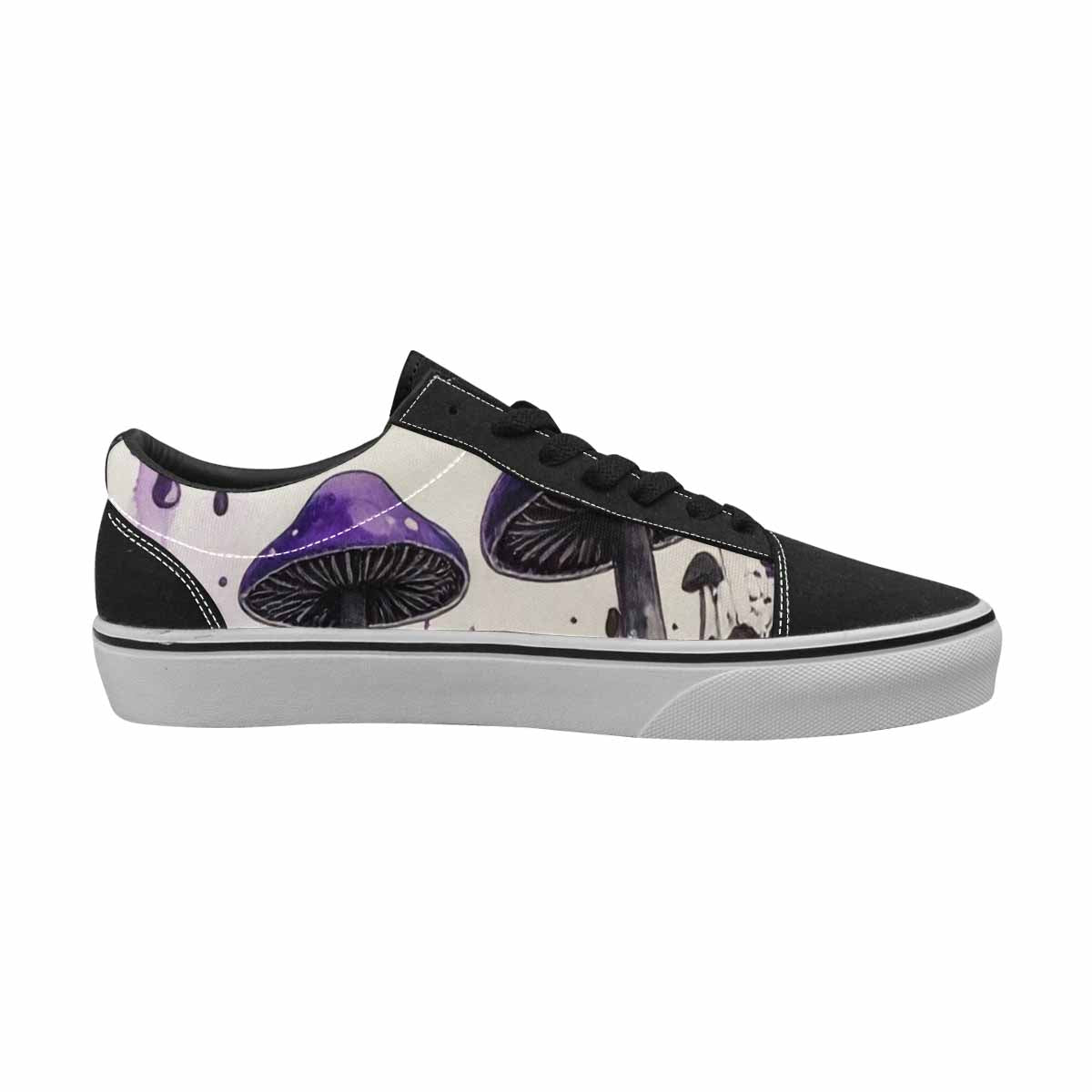 WOMEN'S Rainbow Drip Mushrooms Lace-Up Canvas Wallpaper Art Custom Sneakers