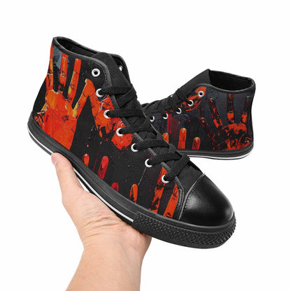 WOMEN'S Halloween Splatter Handprint High Top Canvas Aesthetic Shoes