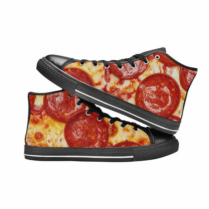 MEN'S Pepperoni Pizza Print High Top Canvas Surreal Sneakers