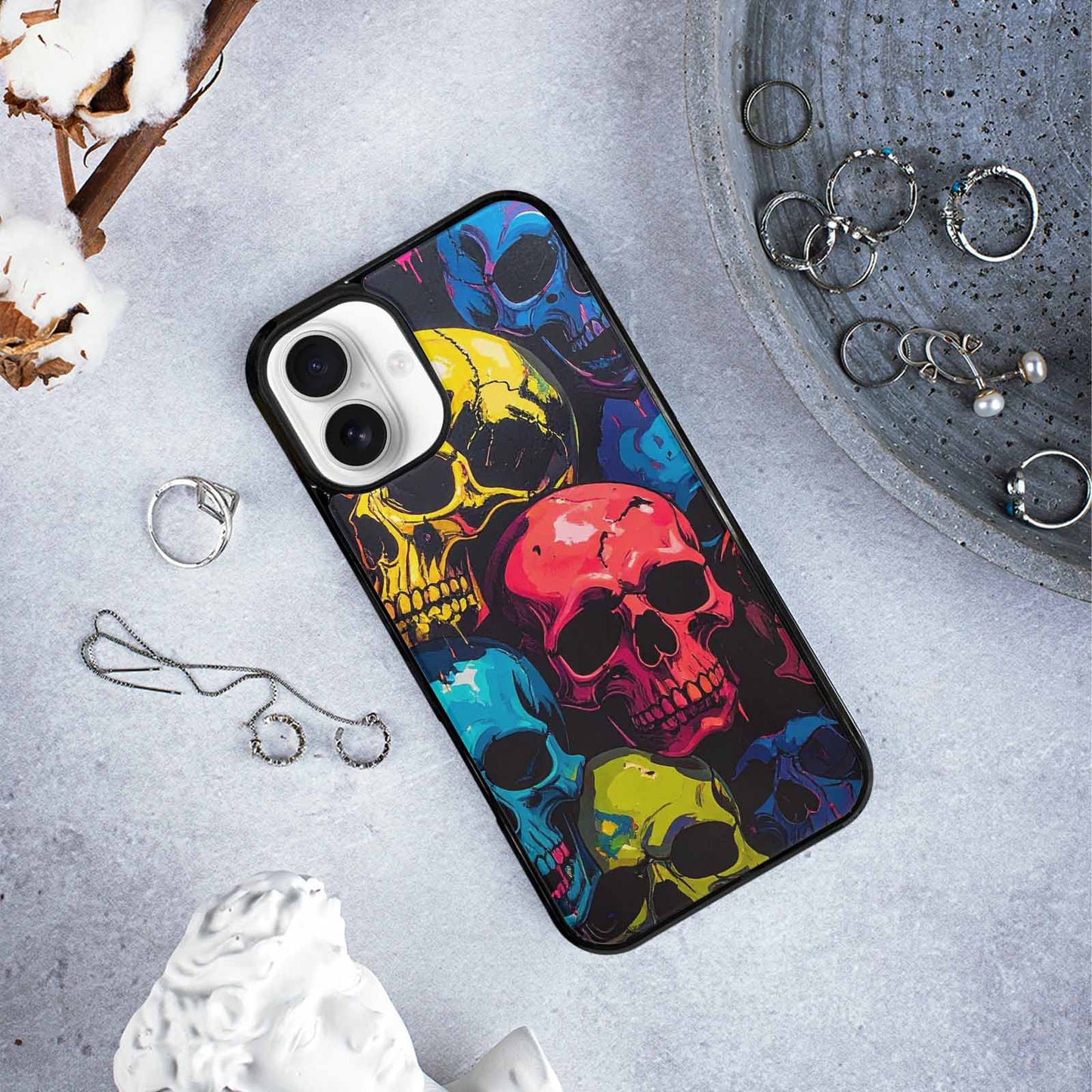 iPhone 16 Plus Case — 1000s Of Skulls Digital Camo Drip, Custom Print Case Cover