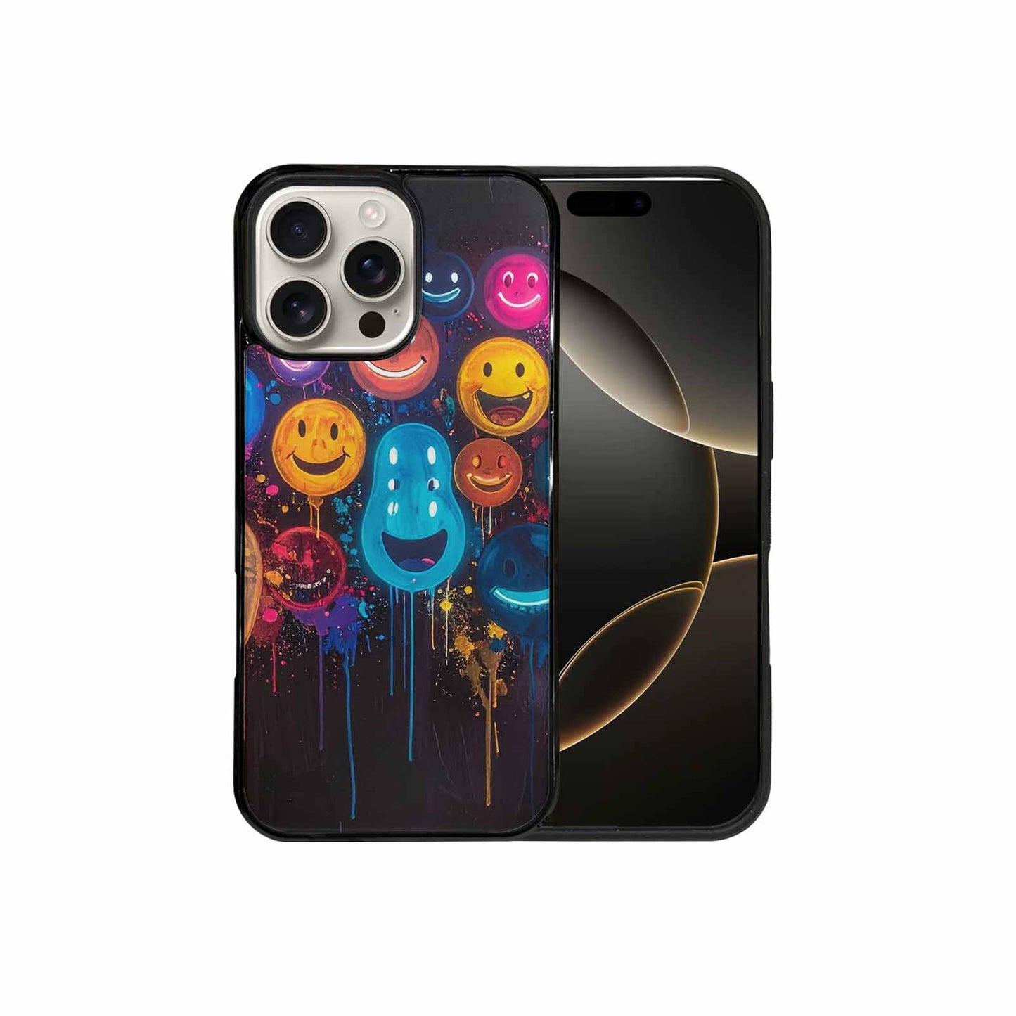 iPhone 16 Pro Max Case — Smiley Faces Glow Smiley Faces Pattern, Custom Made Phone Cover