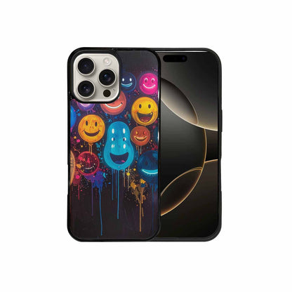 iPhone 16 Pro Max Case — Smiley Faces Glow Smiley Faces Pattern, Custom Made Phone Cover