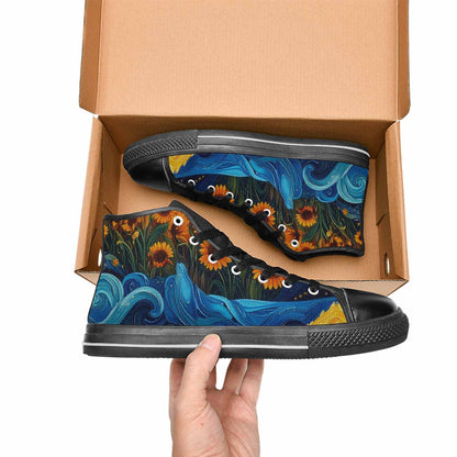 WOMEN'S Van Gogh-Style Swirl High Top Canvas Aesthetic Custom Shoes