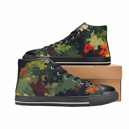 MEN'S Military Camouflage Blotch High Top Canvas Wallpaper Art Custom Sneakers