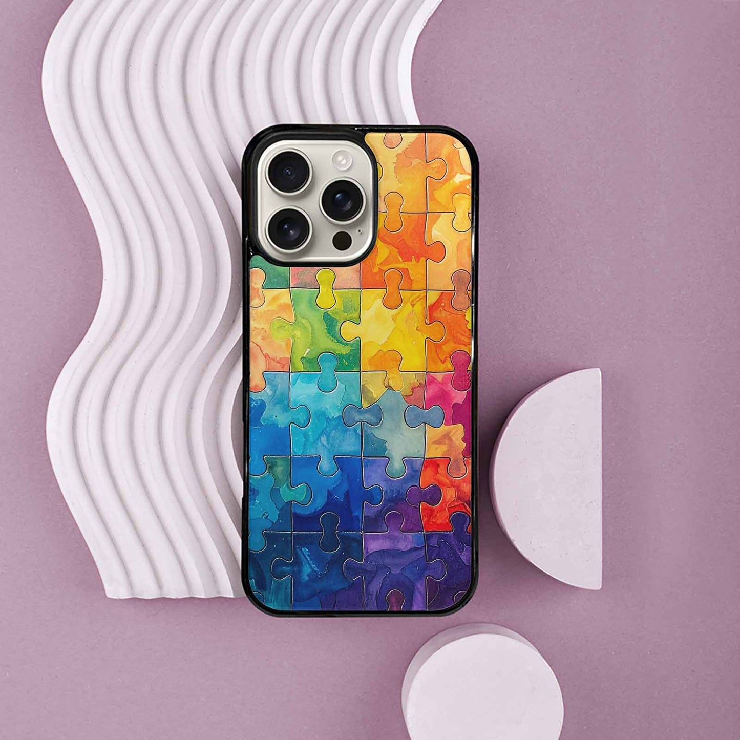 iPhone 16 Pro Max Case — Autism Puzzle Pieces Puzzle Piece Pattern, Customized Protective Case