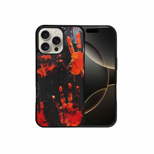 iPhone 16 Pro Max Case — Splatter Paint Art Hand Prints Black, Unique Phone Case Design