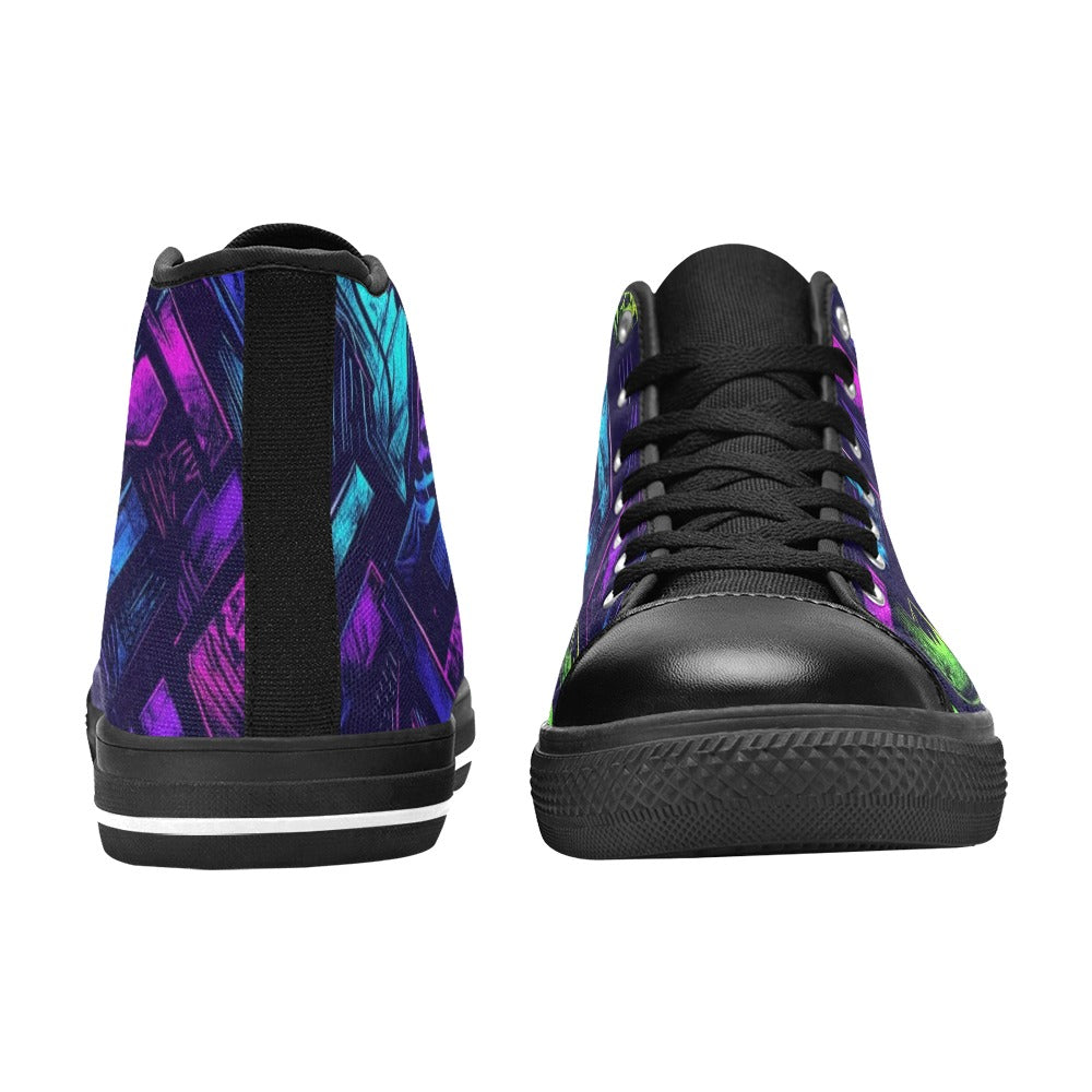 WOMEN'S Electric Houndstooth Dream 1 High Top Canvas Vivid Custom Shoes