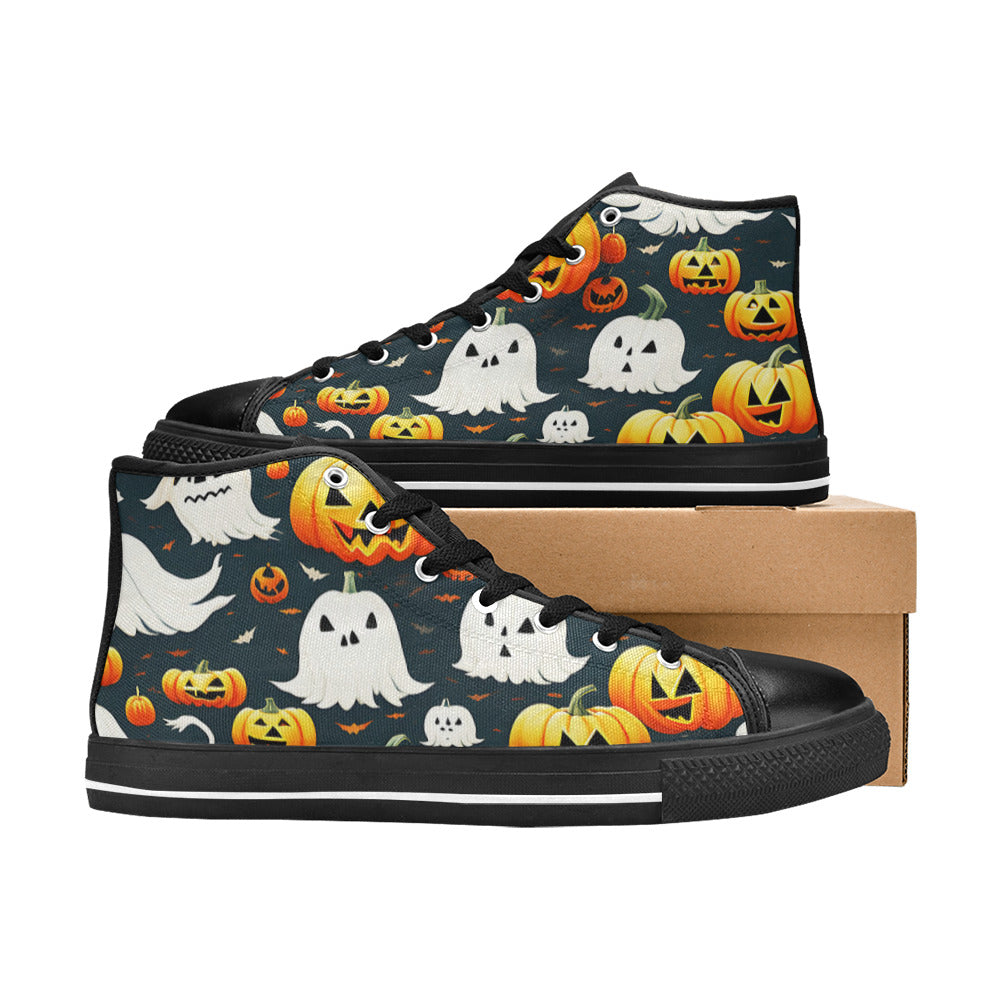 WOMEN'S Halloween Art High Top Canvas Vibrant Chaos Shoes