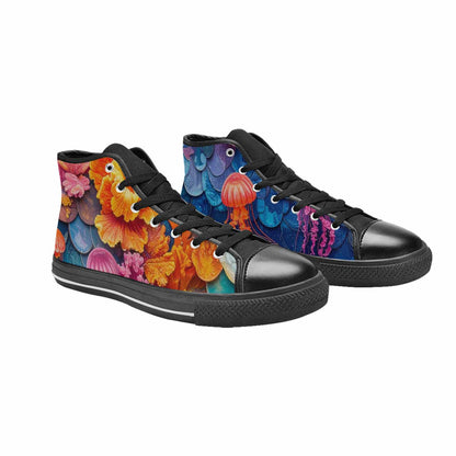 MEN'S Fish Scale Coral High Top Canvas Dark Academia Custom Sneakers