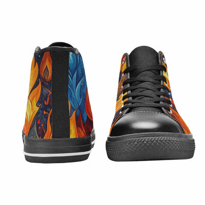 WOMEN'S Fire Flame High Top Canvas Wallpaper Art Sneakers