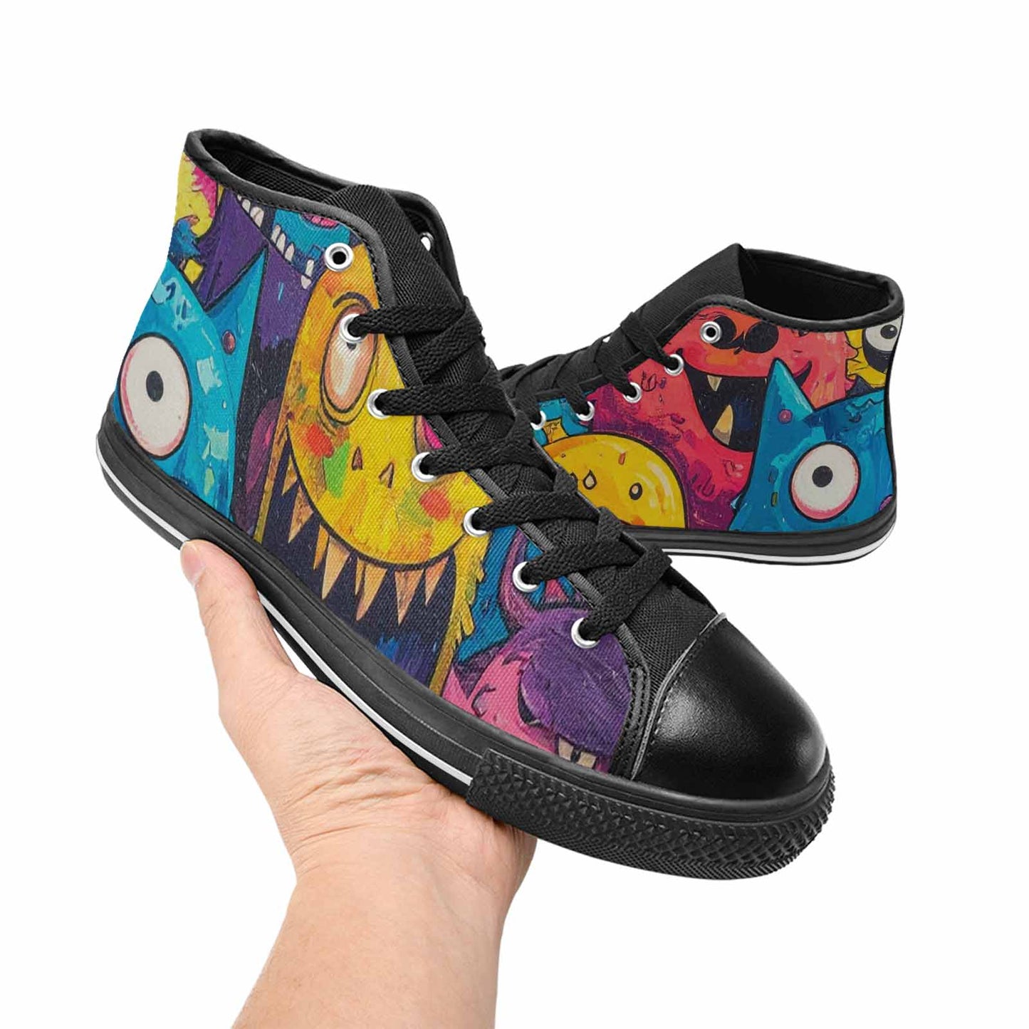 WOMEN'S Goofy Cartoon Monster High Top Canvas Dark Academia Custom Shoes