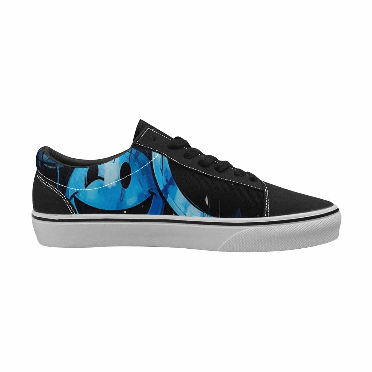WOMEN'S Melting Moon Smiley Lace-Up Canvas Melting Art Custom Sneakers