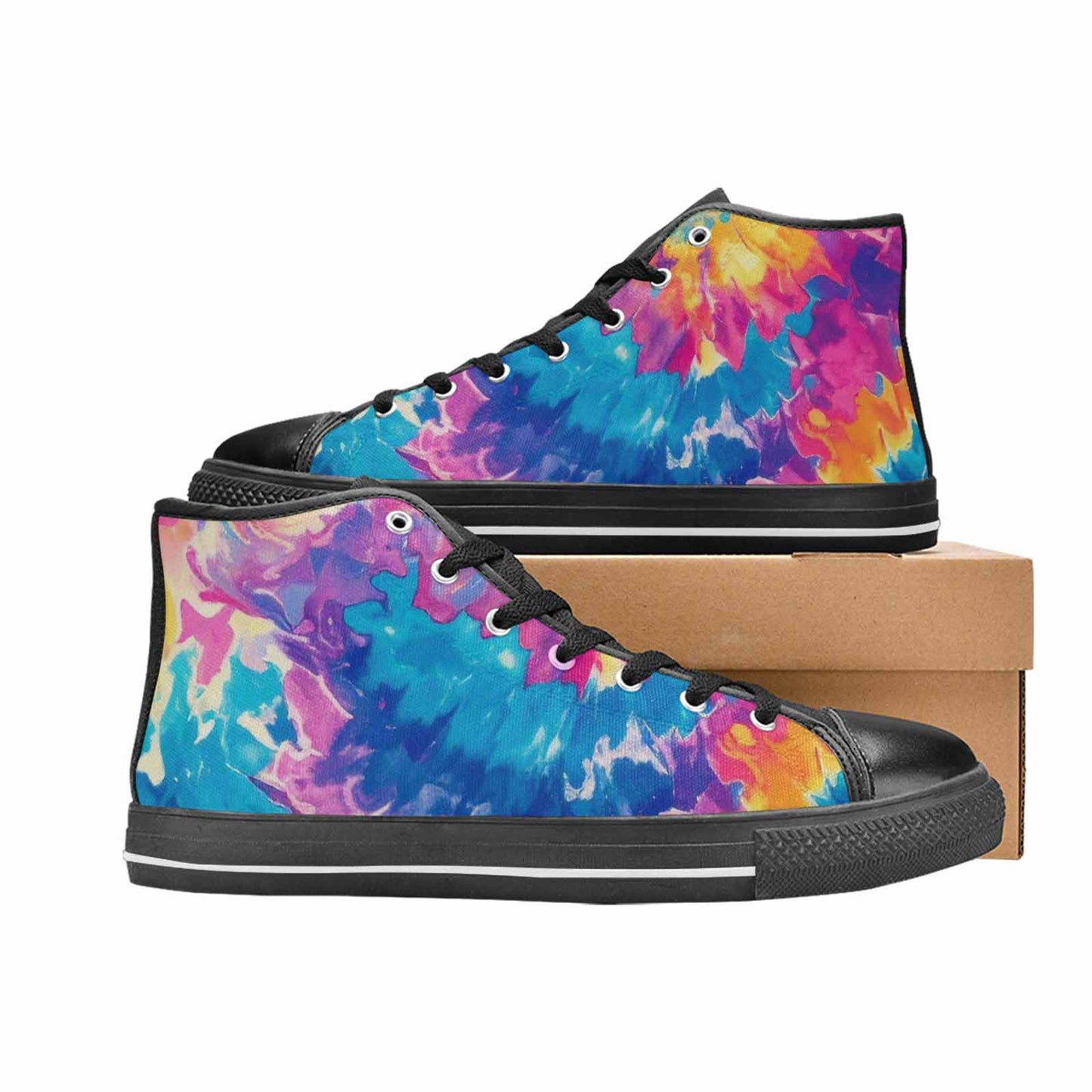 MEN'S Tie Dye Swirl High Top Canvas Y2K Sneakers